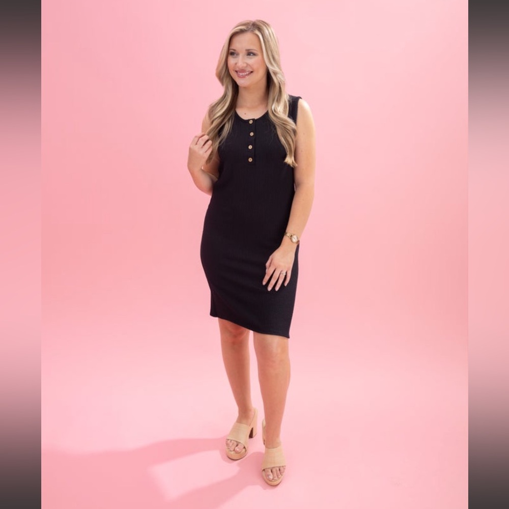 Urban Ribbed Black Sleeveless Mini Dress